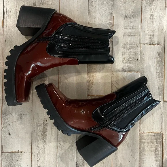 NIB JEFFREY CAMPBELL PATENT SABINE CHELSEA MOTO BOOTS - Picture 6 of 10